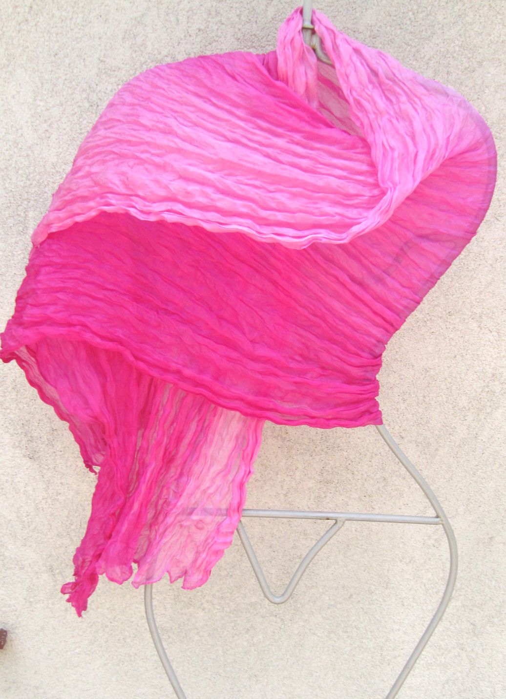 Seidentuch 100 /% reine Seide pink rosa Seidenschal gecrushed 80 x 180 cm