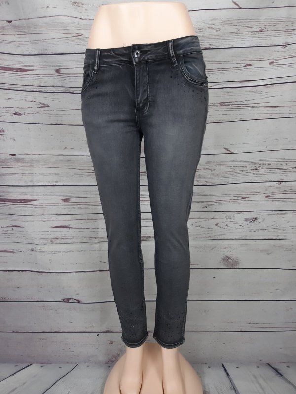 Damen Jeans Zac /& Zoe Denim Hose Glitzer Grau Slimfit Destroyed Grey 38-48 Neu