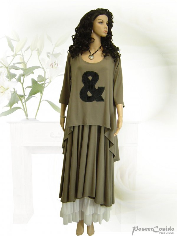 PoCo DeSiGn LAGENLOOK Long-Shirt Tunika Zwischenteil Unter-Kleid XL-XXL-XXXL