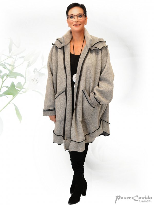 PoCo DeSiGn LAGENLOOK Shirt Tunika Hoodie Zipfelkapuze L XL XXL XXXL natur