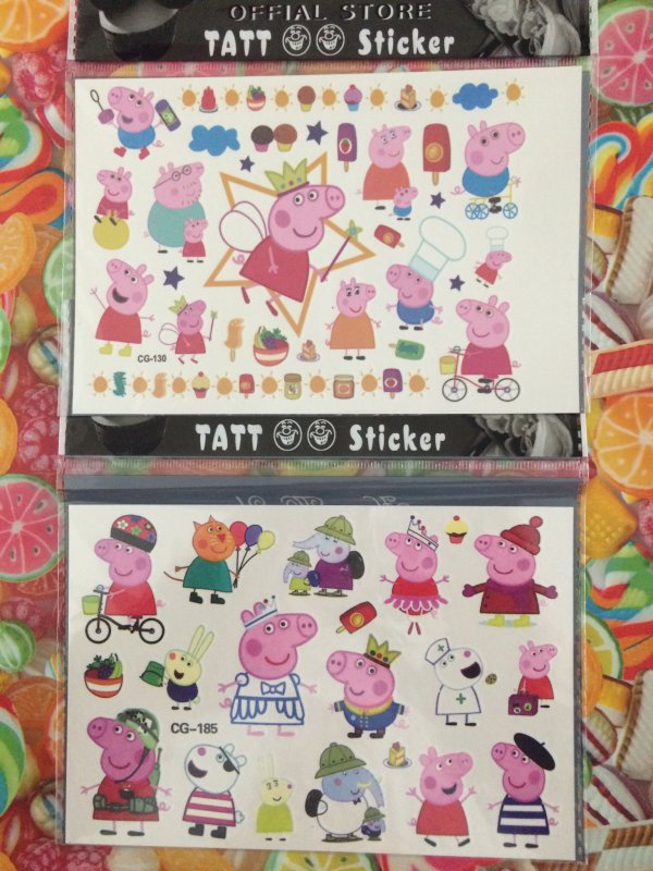 2 x im Set Peppa Wutz 3D Sticker Tattoo für Kinder Mitgebsel Tattoos