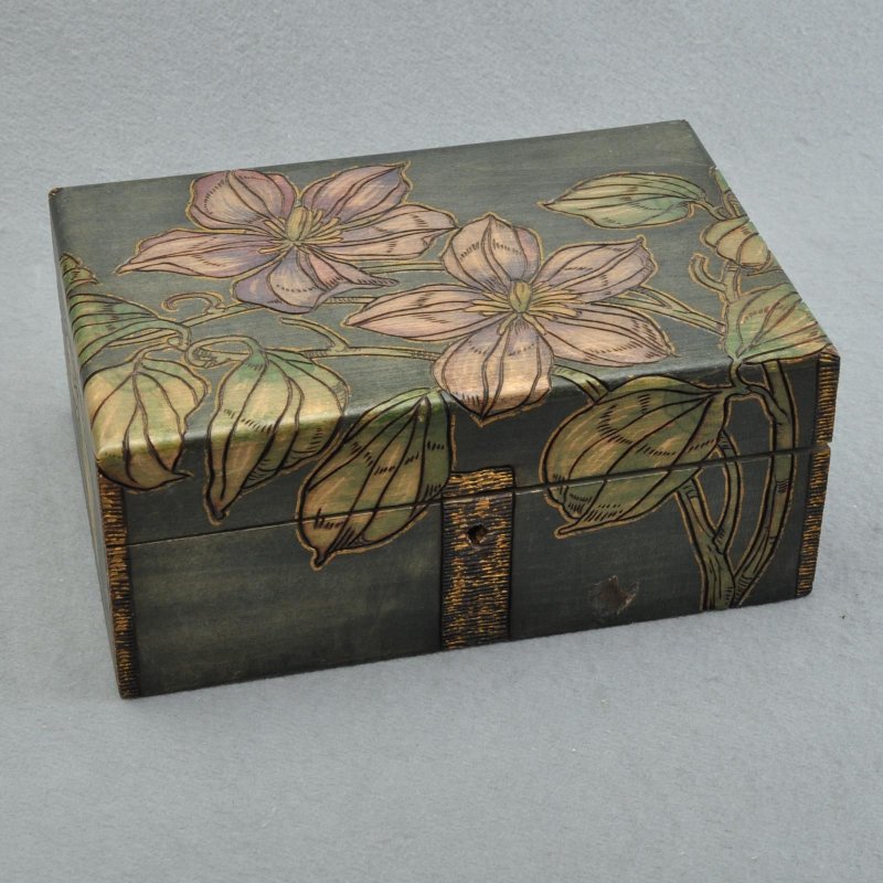 Details About Beautiful Old Art Nouveau Jewelry Box Little Wooden Box Floral Carving