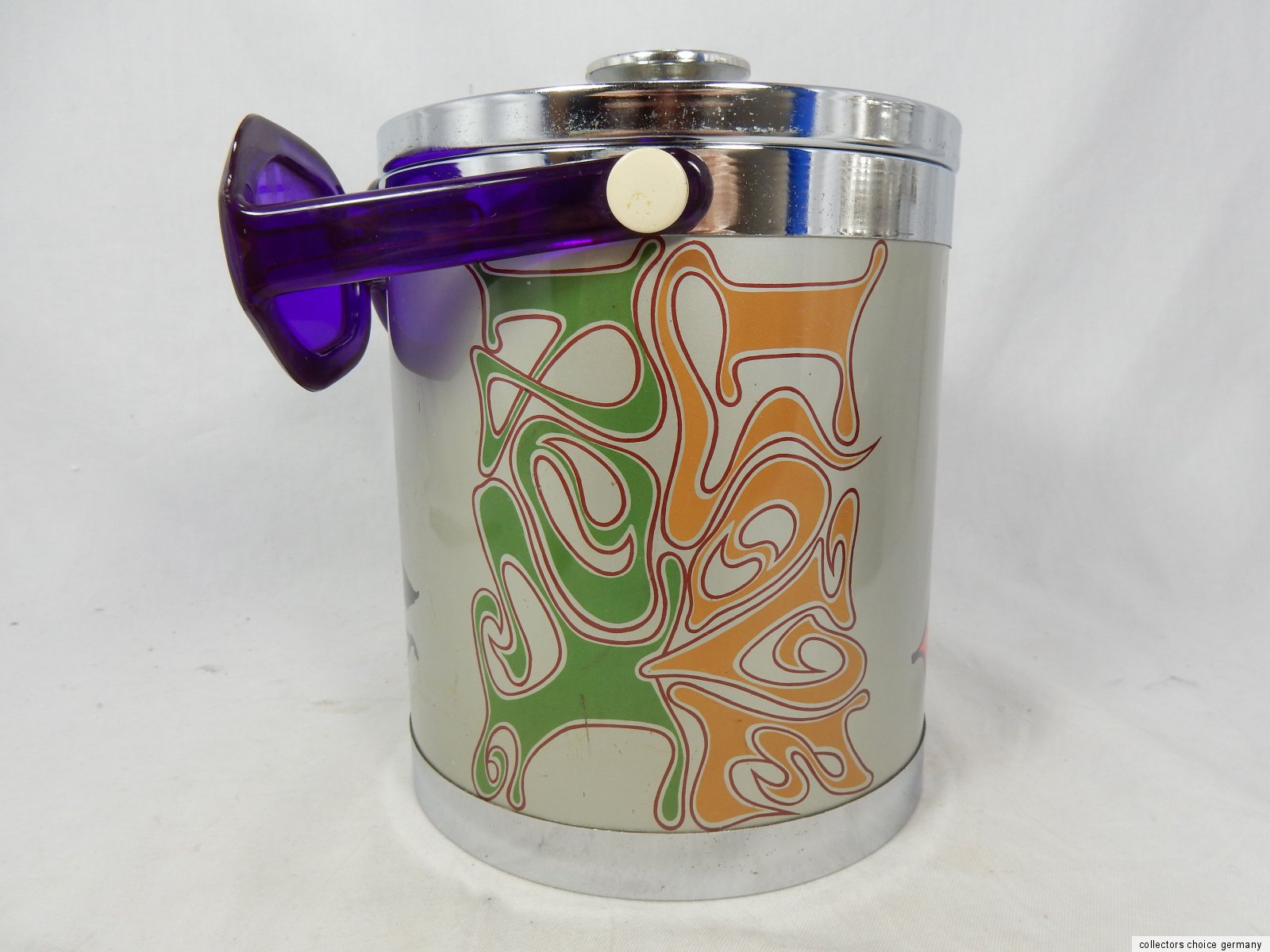 保存容器・ケース 70-80s PETER MAX vintage tableware Rare Peter Max groovy 60's/70's ice bucket. Purple sunglasses