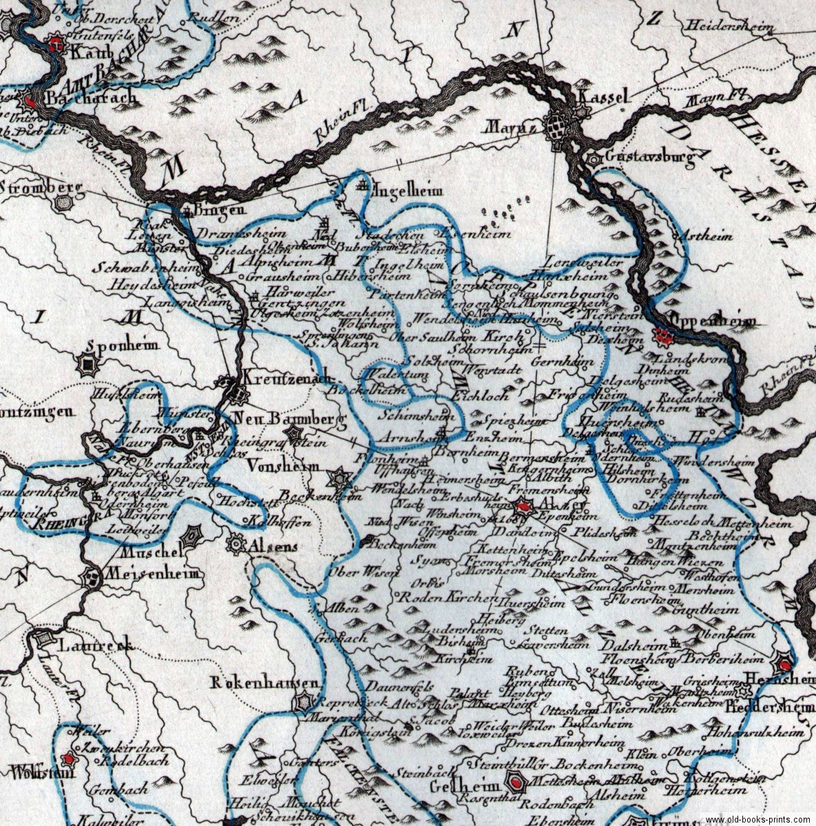 Pfalz Kurfürstentum Norden Mainz - Kaiserslautern Landkarte 1791 Pfalz Kurfürstentum Norden Mainz - Kaiserslautern Landkarte 1791