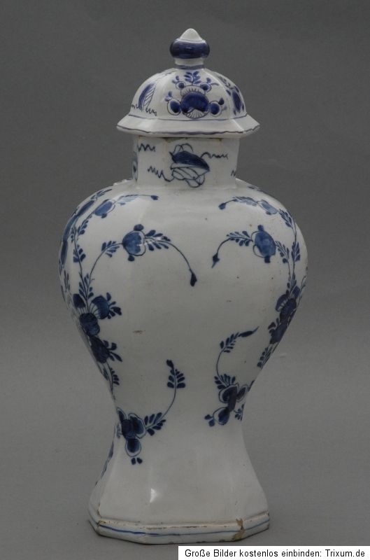 seltene Vase / Balustervase von Delft, aus der Barock Zeit um 1750