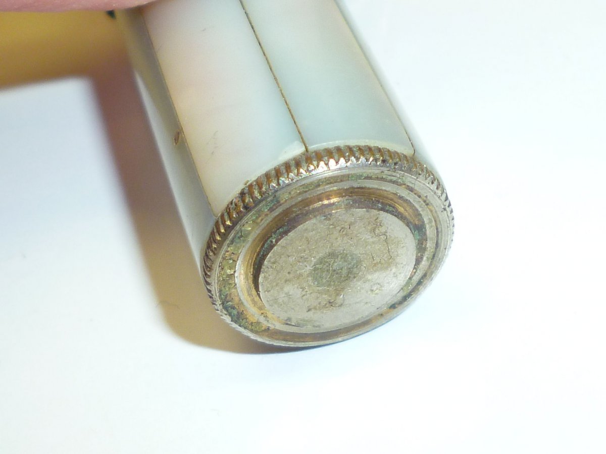 Vintage Mother of Pearl Pocket Wick Lighter with French Tax Stamp