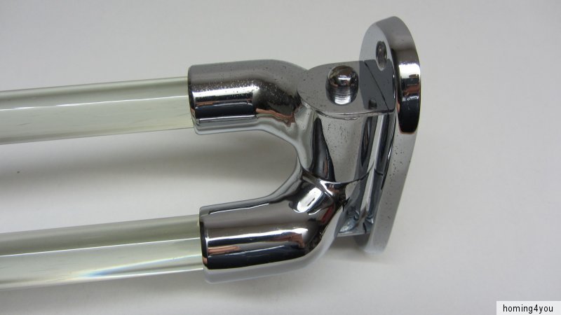 antik Handtuchhalter Art Déco doppelte Stangen Glas Messing vernickelt