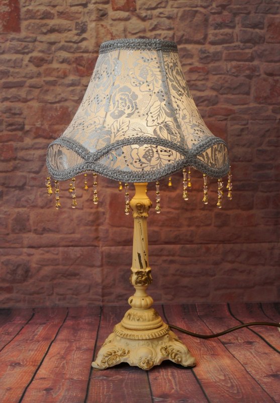Details About Romantic Unique Shabby Chic Table Lamp Art Nouveau White Silver