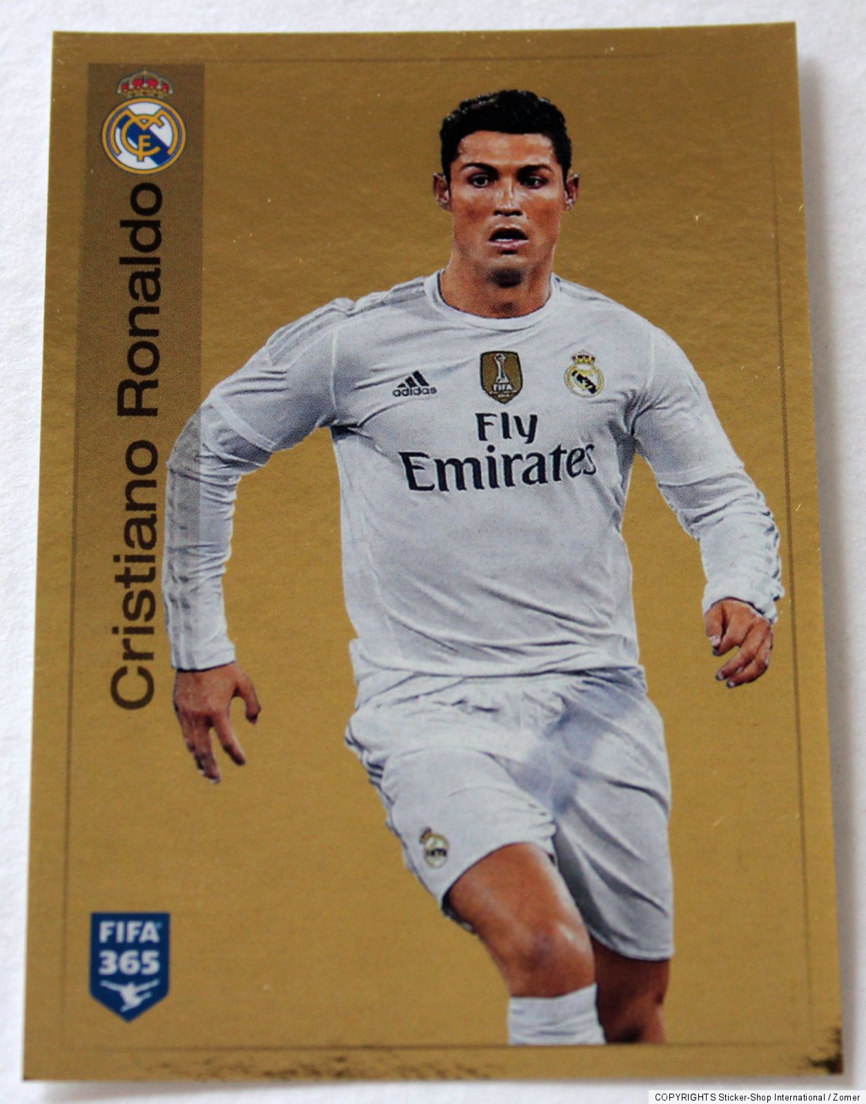 Panini Shiny Golden Sticker Cristiano Ronaldo CR7 No. 389 FIFA 365 2016 ...