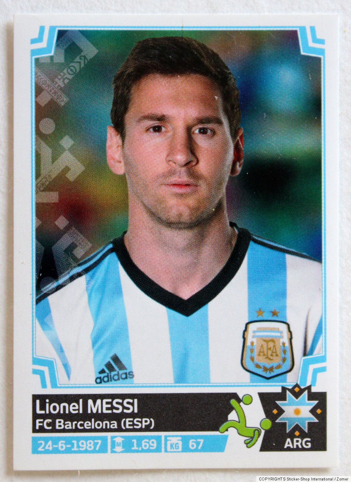 Panini Soccer Sticker Card Lionel Messi No. 132 Copa America 2015 Chile ...