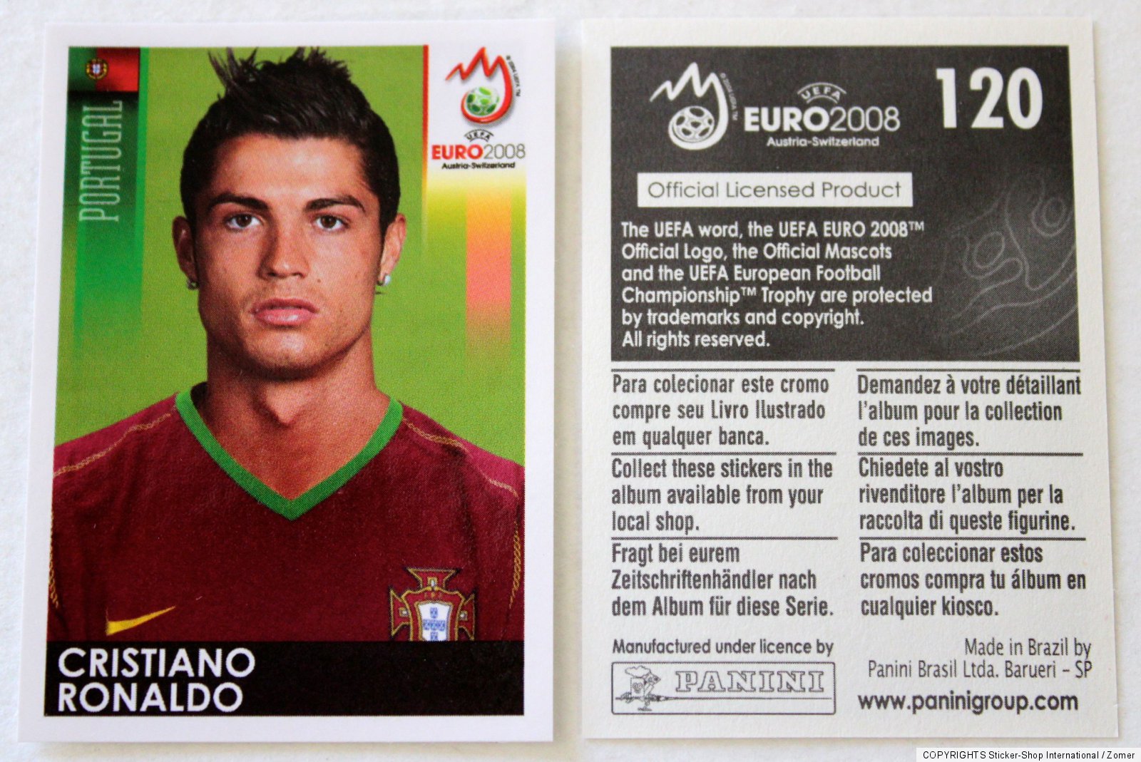 Panini Soccer Sticker Card Cristiano Ronaldo CR7 No. 120 High Gloss | eBay