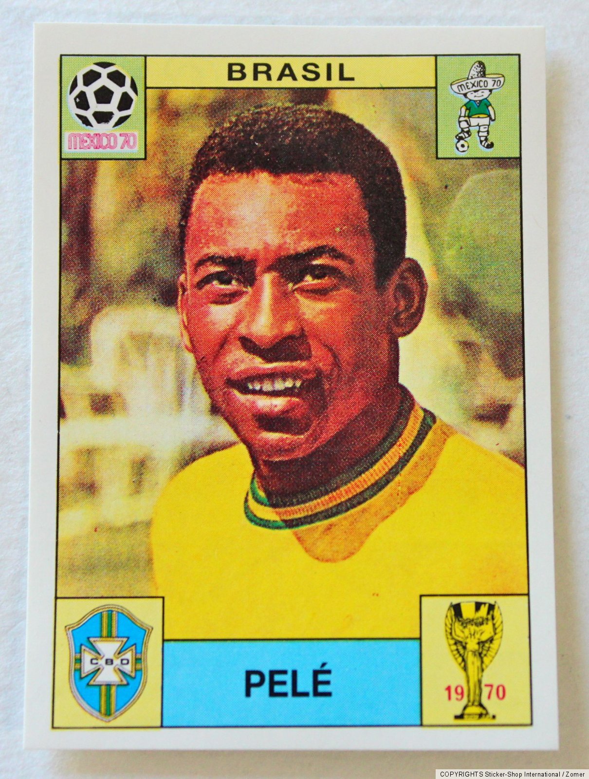 Panini soccer sticker Card #38 Pelé TEAM BRASIL MEXICO 70 World Cup