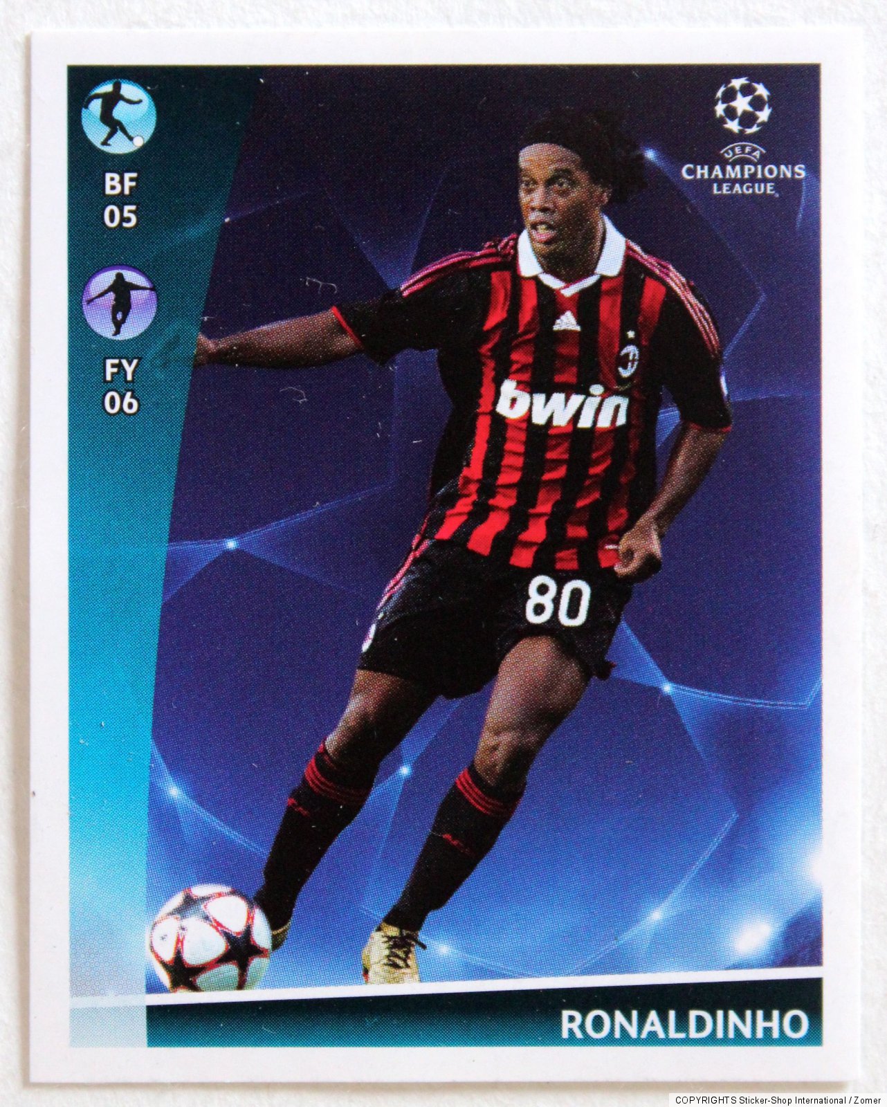 Panini Soccer Sticker Card Ronaldinho 558 IN Action Champions League 