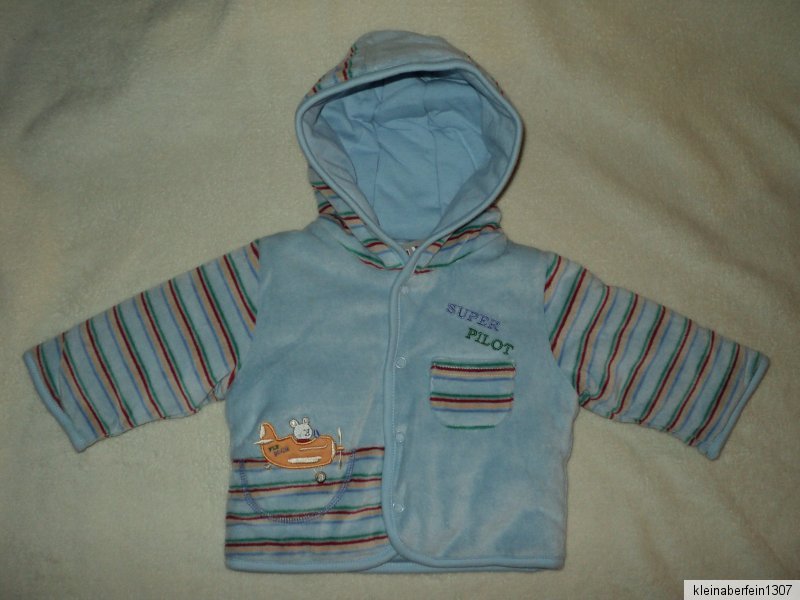 S baby NEU rosa pink blau Fliegenpilz velour wattiert baby Nicki Jacke Gr.62 F