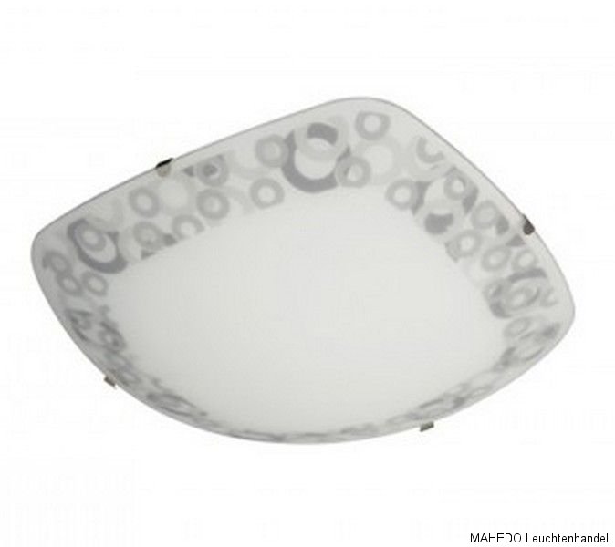 Design Deckenleuchte Deckenlampe Wandlampe Glas Lampe Weiß Retro Kreise Grau ESL