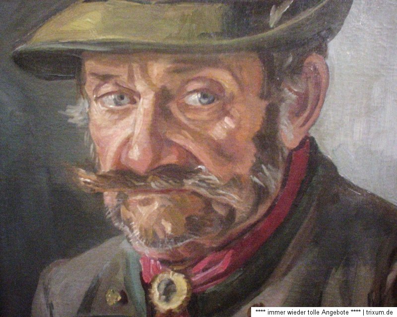 DER TYPISCHE BAYER   evt.Selbstportrait   Ölgemälde um 1920 von HUS