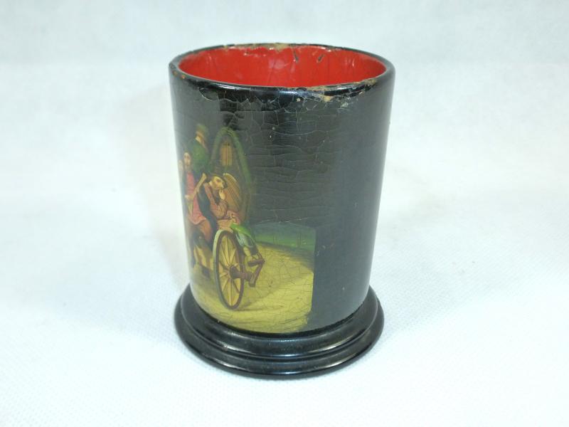 Becher Stiftebecher Lackmalerei Russland Lukutin Hoflieferant XIX Jh