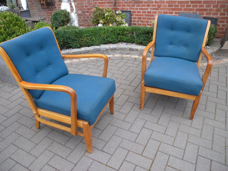 Paar hochwertige 50er Kirschbaum Sessel Lounge Mid Century Design