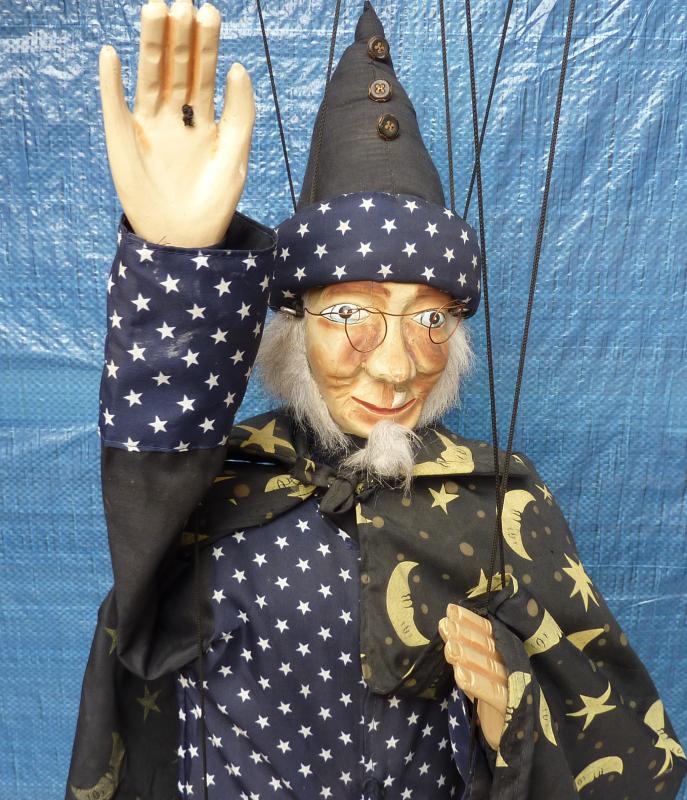 Zauberer aus Holz & Stoff 100 cm Hexenmeister Hexer männliche Hexe eBay