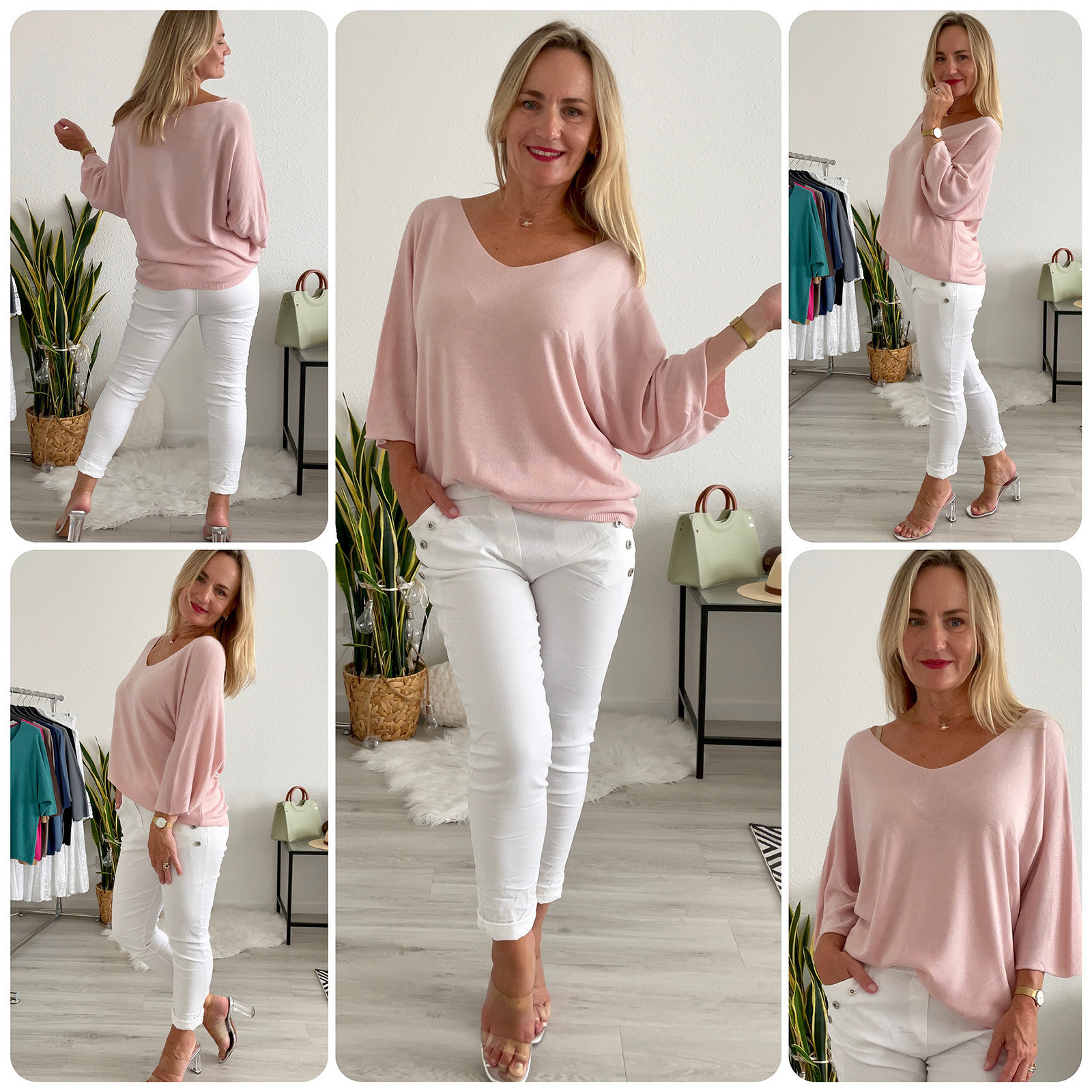 italienischer Mode Damen Pullover rosa Feinstrick online kaufen