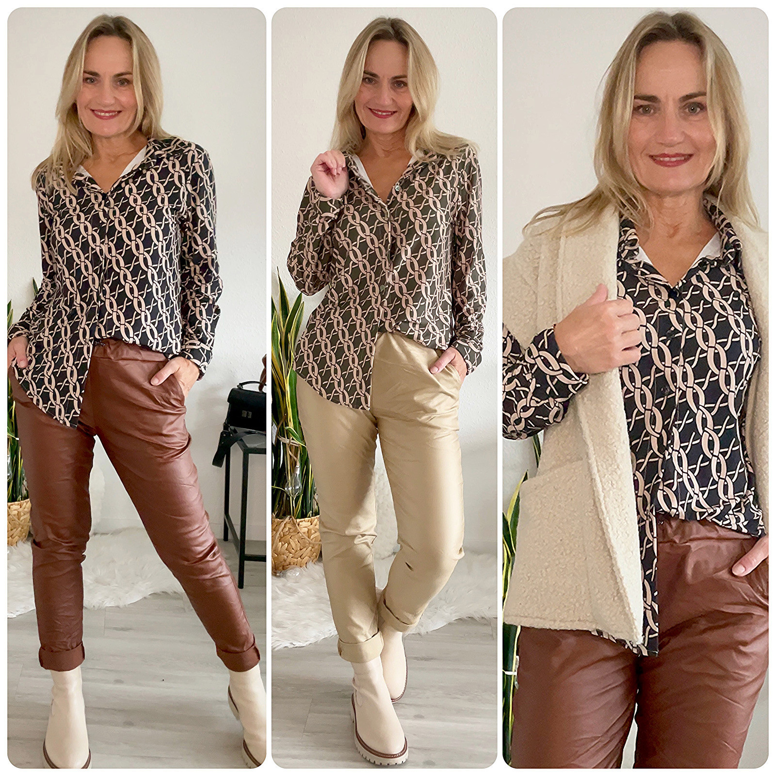 ausgefallene Damen Bluse italienische Mode Muster Made in Italy new collection
