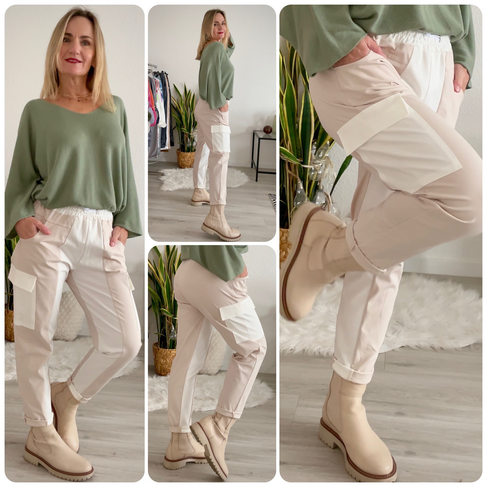 new collection jogpants Cargo Hose Damen Italy bicolor