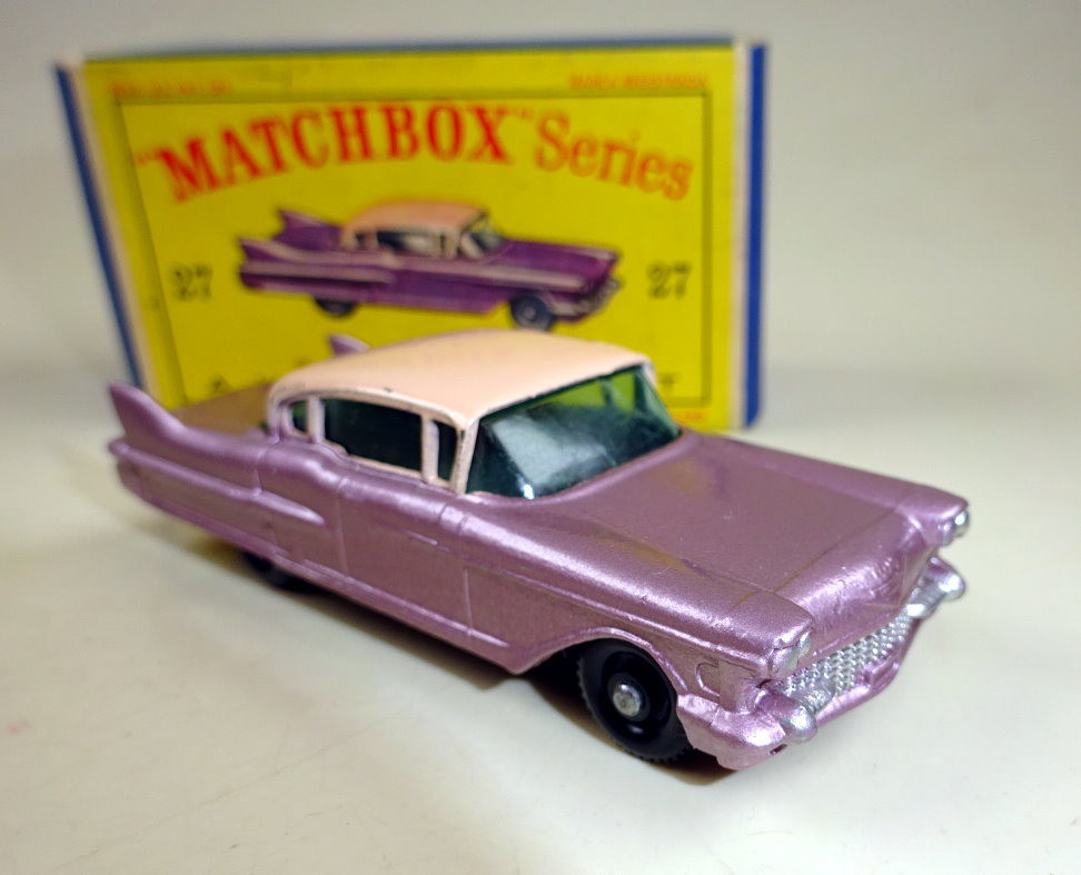 Matchbox No. 27C Cadillac 60 met. lilac black base htf black Matchbox No. 27C Cadillac 60 met. lilac black base htf black