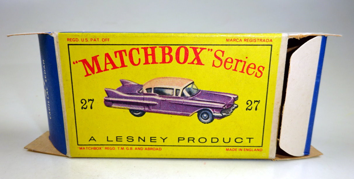 Matchbox No. 27C Cadillac 60 met. lilac black base htf black Matchbox No. 27C Cadillac 60 met. lilac black base htf black
